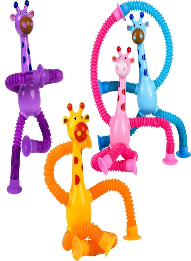 UMIKOOL DIRECT 4 Pack Telescopic Suction Cup Giraffe Toy, Pop Tube Sensory Fidget Toys for Autism, Airplane Travel Essentials, Educational Fidget Toys, Great Idea for Boys and Girls - Image 1